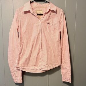 Y2K Hollister Light Pink And White Striped Shirt